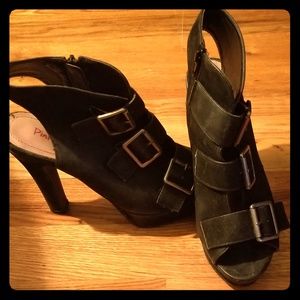 Strappy Suede Chunky Heels